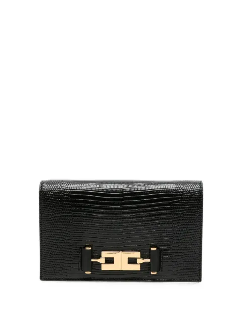 Elisabetta Franchi lizard-effect logo-plaque mini crossbody bag Black BS08A66E2