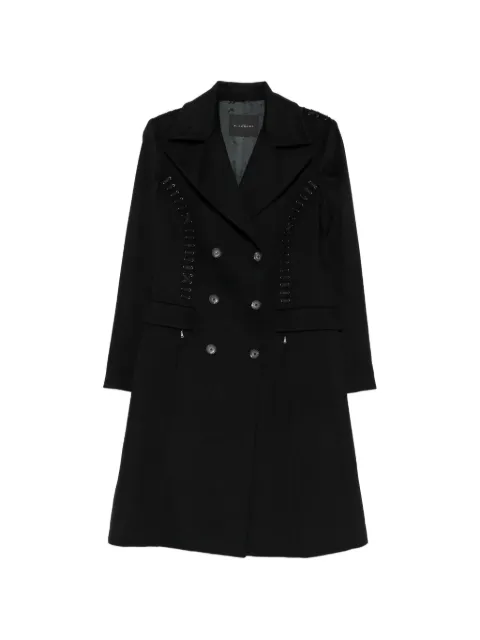 John Richmond Vintage 2000s double-breasted lace-detail coat Black JR600CHS