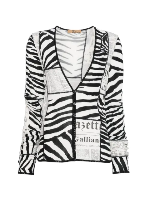 John Galliano Pre-Owned 2000s Gazette zebra-print cardigan White JOG250EM