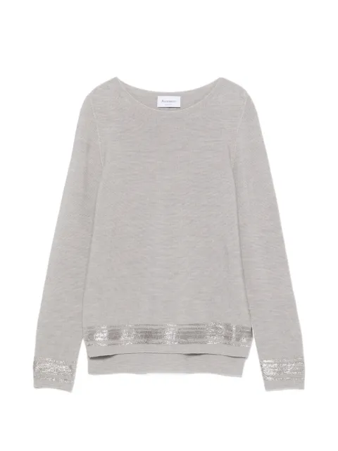 AROVESCIO metallic-trim side-slit sweater Grey FW26F001W352505