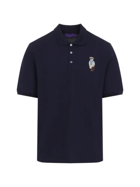 Ralph Lauren Purple Label bear-embroidered polo shirt Blue 790P17381002