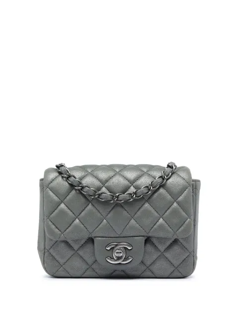 CHANEL Pre-Owned 2014 Mini Square Classic Metallic Lambskin Single Flap crossbody bag Grey U20BBJ3T11FCHWF4