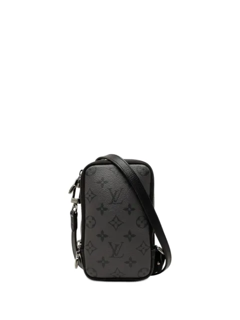 Louis Vuitton Pre-Owned 2021-2026 Monogram Eclipse Reverse Double Phone Pouch crossbody bag Black 7XXJNQYO6Q87P1Y5