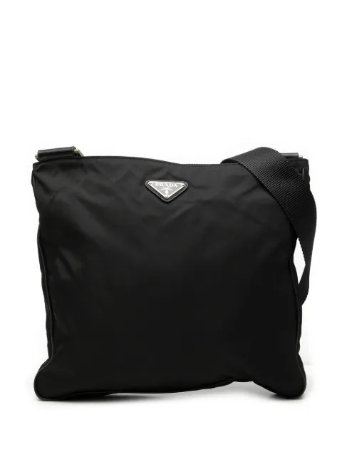 Prada Pre-Owned 2013-2026 Saffiano Trimmed Tessuto Zip Top crossbody bag Black HK57IS4OXZO2C7JX