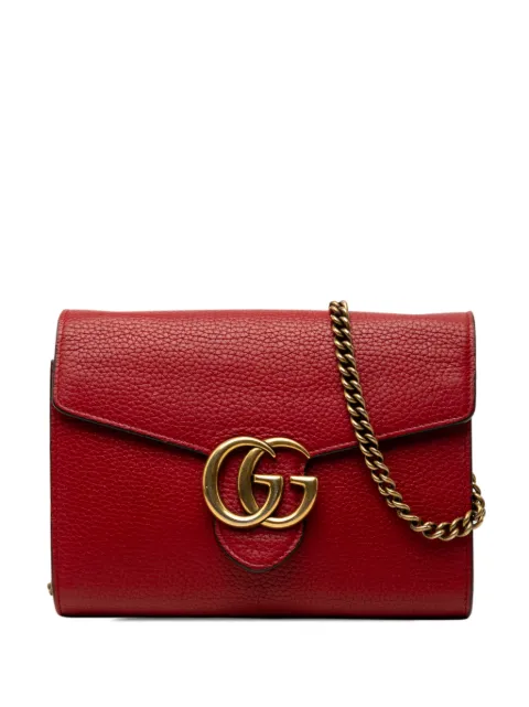 Gucci Pre-Owned 2000-2015 GG Marmont Calfskin Wallet on Chain crossbody bag Red HCDY0R5VTKTD0IZD