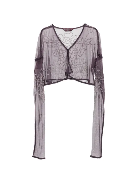 John Galliano Pre-Owned 2000s beaded mesh top Purple JOG250SA
