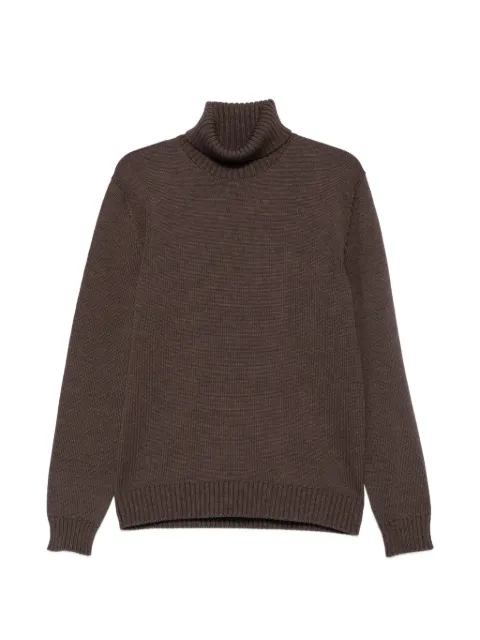 Zanone roll-neck ribbed-trim sweater Brown 810195ZR229
