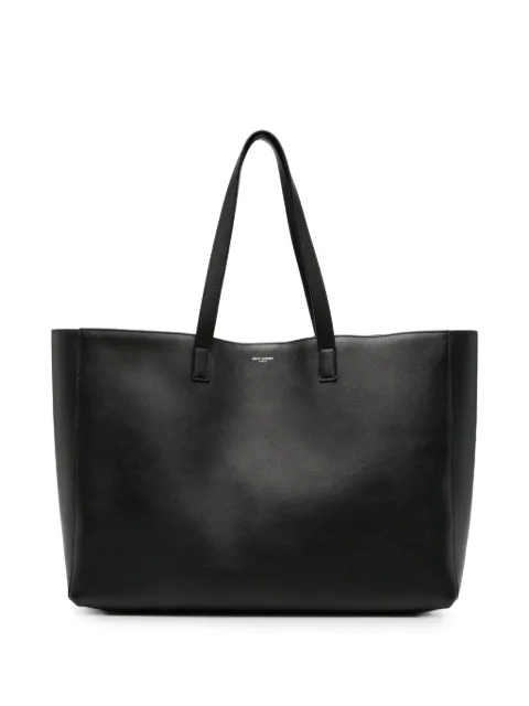 Saint Laurent logo-stamp leather tote bag Black 876438AAGWW