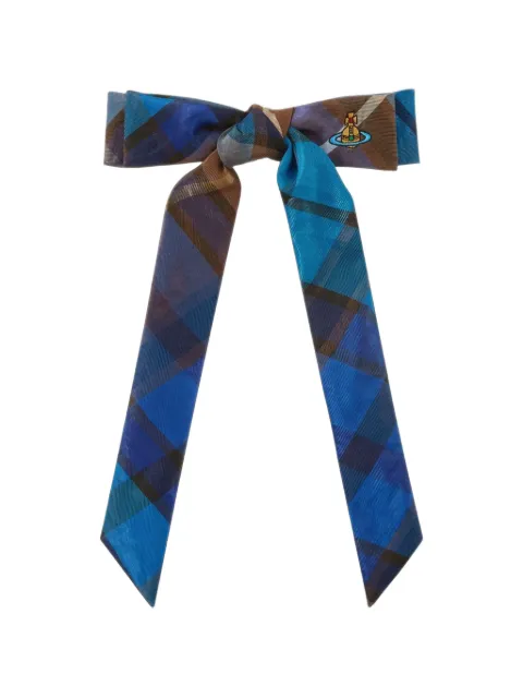 Vivienne Westwood Flyes tartan bow hair clip Blue 81020023W01JF