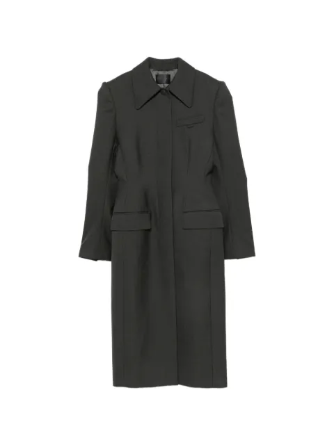 Mugler padded-shoulder concealed-fastening coat Grey 26FMA02191039