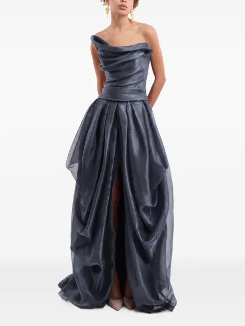 Gemy Maalouf strapless draped gown Blue GMPF267900LD