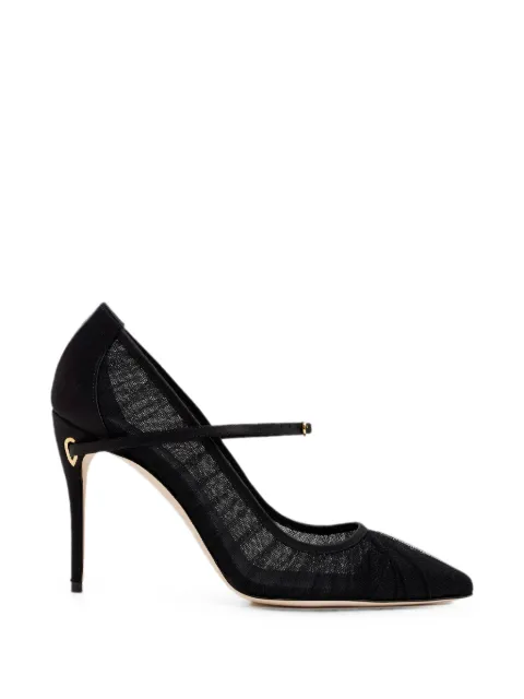Jennifer Chamandi Lorenzo mesh-panelled pumps Black LORENZO105TULLEPLISSE