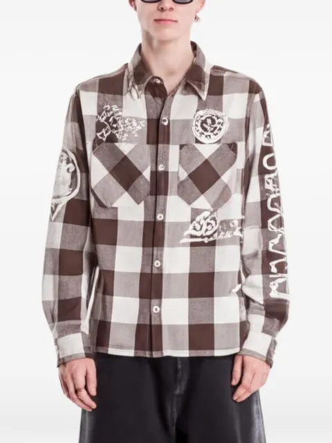 Billionaire Boys Club - Ice Cream logo-print checked shirt Brown ICSH26219