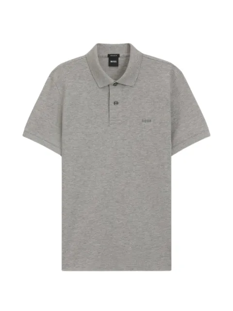 BOSS Pallas polo shirt in cotton-piqué with embroidered logo Grey 50553564