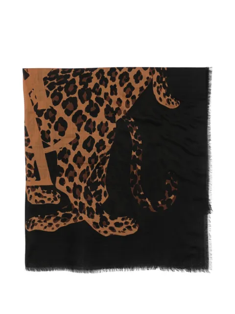 Saint Laurent leopard-print frayed scarf Black 8340523Y200