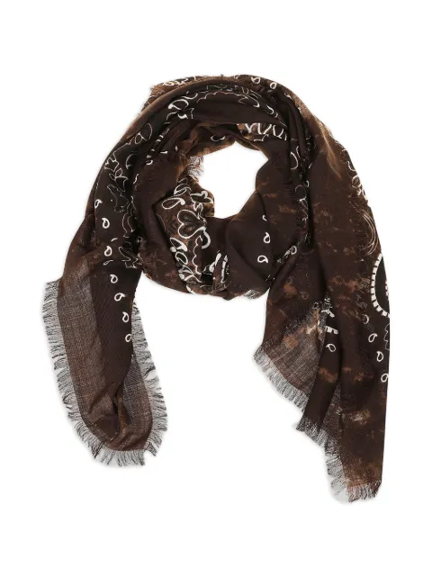 Destin paisley-print frayed-edge scarf Brown JILQUACH