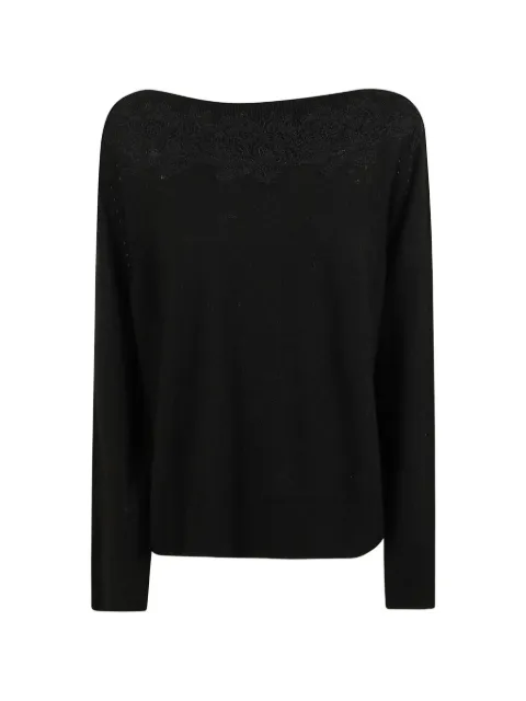 Ermanno Scervino lace-trimmed boat-neck sweater Black D494M506APDYI