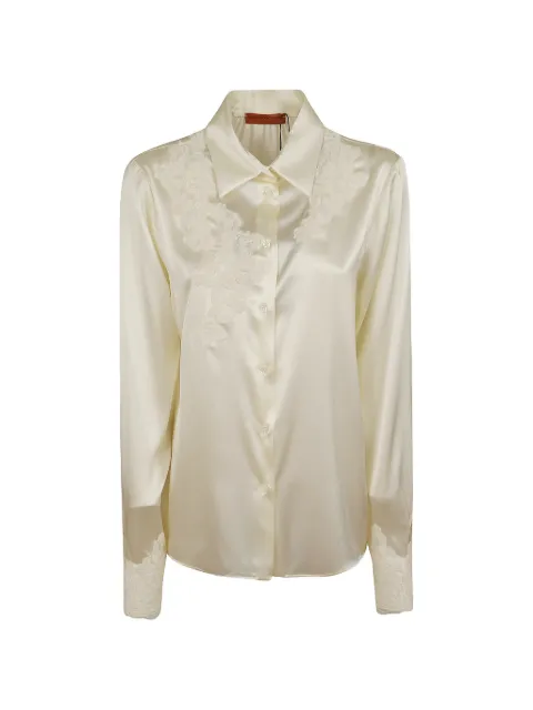 Ermanno Scervino lace-trimmed satin shirt Neutrals D494K606TBW