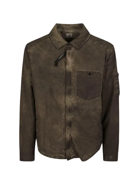 C.P. Company Flatt nylon Lens padded zipped overshirt Brown 21CMOS125A006252SR30