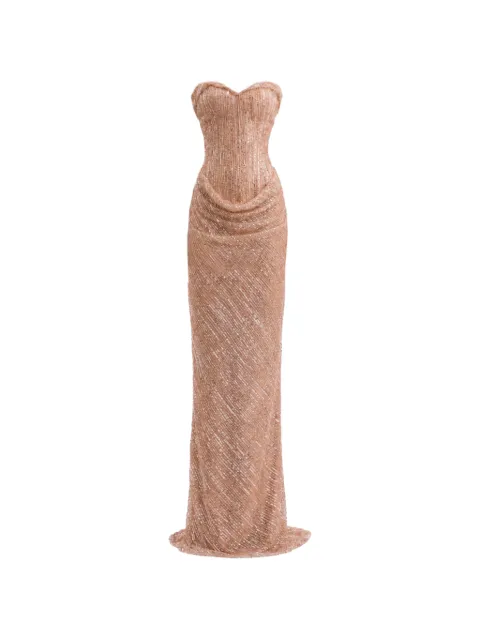 Gemy Maalouf beaded sweetheart-neckline gown Neutrals EDPF262174LD