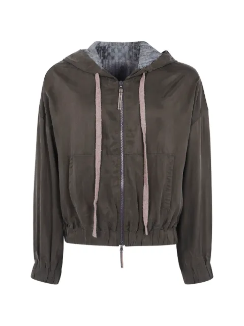 Ziggy Chen zip-up drawstring hoodie Brown 0M2620909