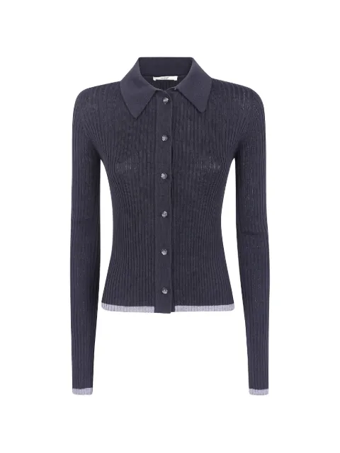 Nuur ribbed-knit button-up shirt Blue 263FXB09205