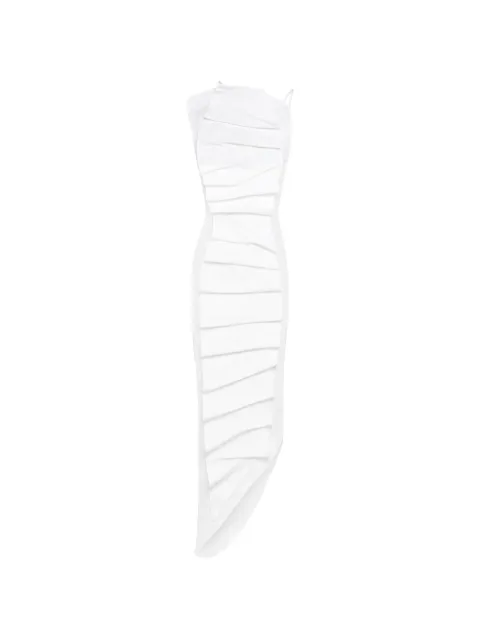 A.W.A.K.E. Mode pleated bib-front midi dress White SS26D07CO03