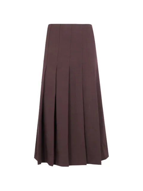 DRHOPE asymmetric pleated midi skirt Brown 48944334