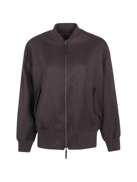 DRHOPE herringbone-pattern wool bomber jacket Brown 357424246