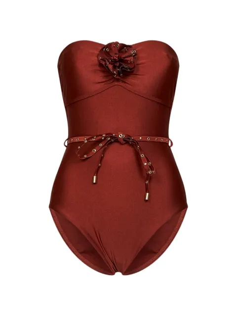 ZIMMERMANN Indra studded flower one-piece Brown 8008WSS262