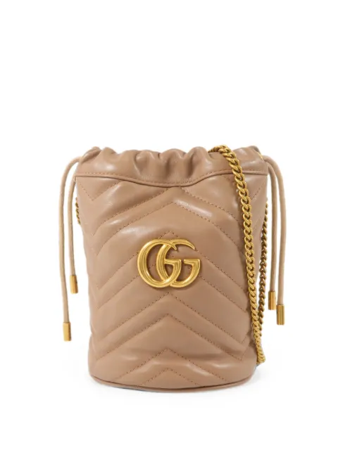 Gucci Pre-Owned GG Marmont mini bucket bag Neutrals 575163