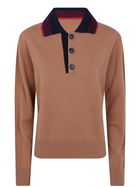 Nº21 wool polo-collar sweater Brown A0359004