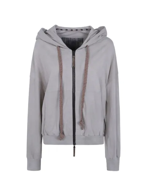 Ziggy Chen zip-up drawstring hoodie Neutrals 0W2620905