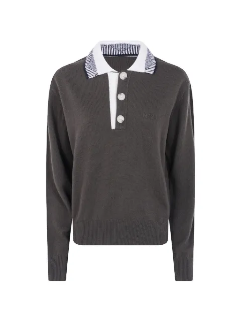 Nº21 wool polo sweater Grey A0359004