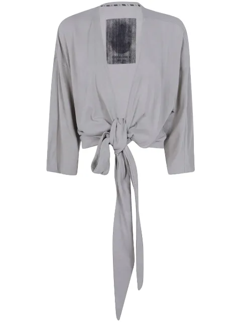 Ziggy Chen tie-front top Grey 0W2620708