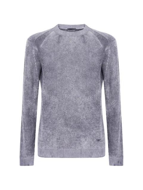 Emporio Armani ribbed virgin wool sweater with mélange print Grey EM006301AF29798