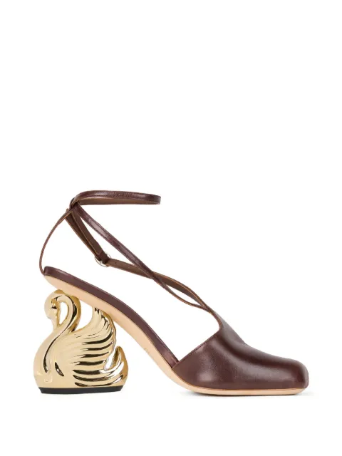 A.W.A.K.E. Mode Christine swan-heel asymmetric sandals Brown SS26SH03