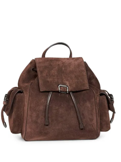 Brunello Cucinelli suede sartorial backpack Brown MBDLB2841C9885