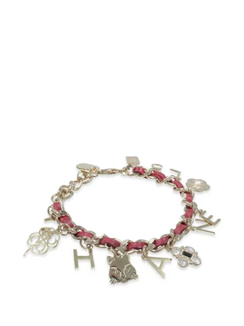 CHANEL Pre-Owned multi-charm leather-intertwined bracelet Gold B17B