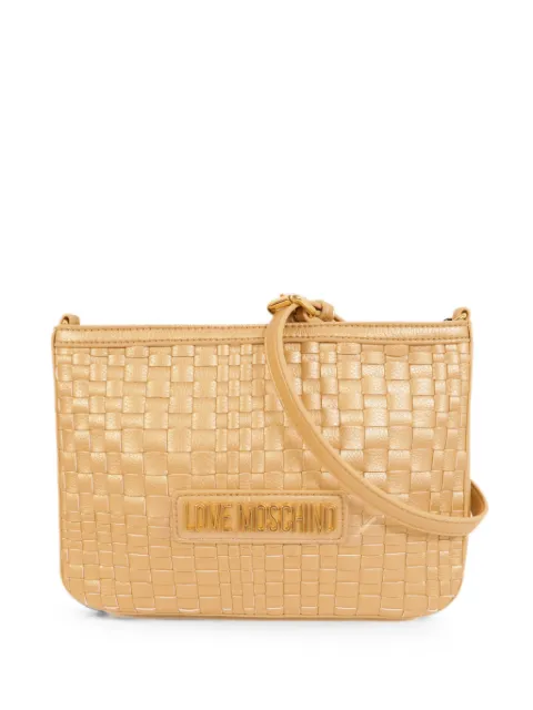 Moschino Pre-Owned logo-plaque woven cross body bag Gold NA