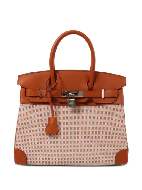 Hermès Pre-Owned 2021 30 Birkin padlock-detail tote bag Orange ZI136X9R1PHW