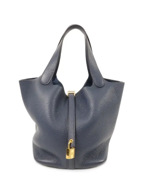 Hermès Pre-Owned 2023 MM Picotin leather tote bag Blue B7PGHW