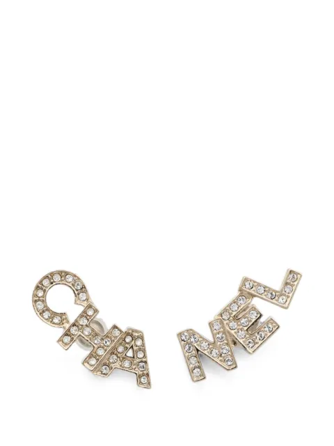 CHANEL Pre-Owned crystal-embellishment logo earrings Gold A20B