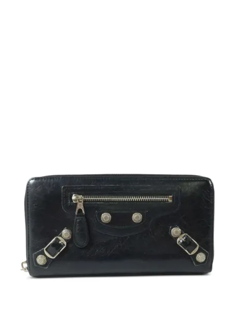 Balenciaga Pre-Owned stud-detail zip-around wallet Black 253053