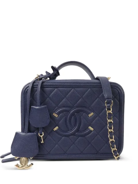 CHANEL Pre-Owned CC Vanity Case tote bag Blue 29131609