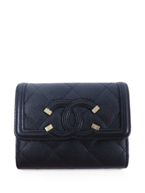 CHANEL Pre-Owned Filigree CC wallet Black A81460
