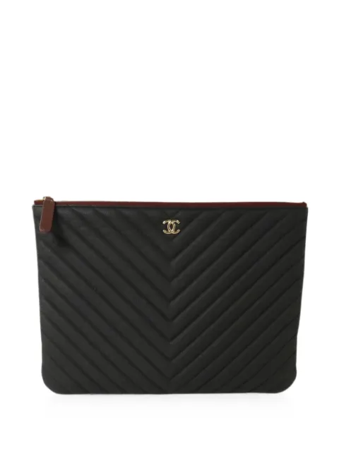 CHANEL Pre-Owned chevron O-Case pouch Black 27717675