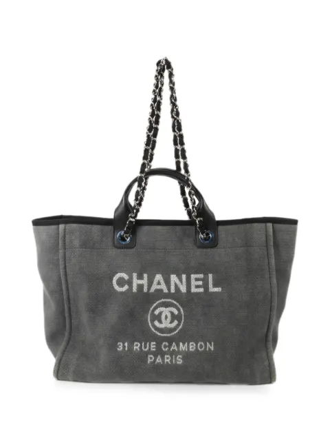 CHANEL Pre-Owned Deauville chain tote bag Grey 16073519