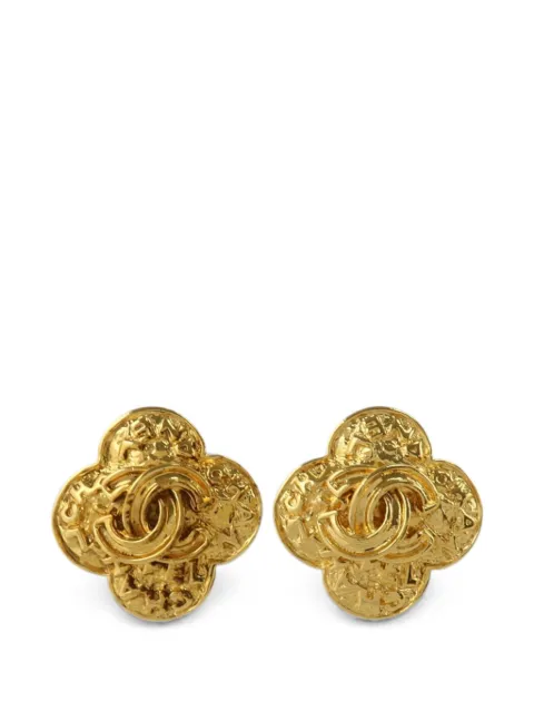 CHANEL Pre-Owned 1995 CC clover-leaf earrings Gold 95A