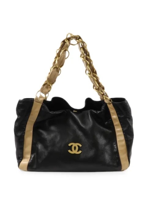 CHANEL Pre-Owned CC logo-plaque chain-link tote bag Black 7845209